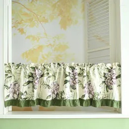 Kurtyna nordycka pół zasłony zielone liście kwiaty kwiaty drukuj rurka bawełniana mieszanka rzymska krótka na okno drzwi szafki kuchennej