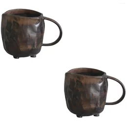 Tassen Untertassen Set 2 zusammenklappbare Wassertasse Keramikbecher Handgefertigte Kaffeetassen Vintage Espresso Künstlerisches Porzellan