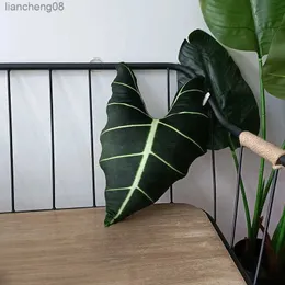 Almofada/lançamento decorativo lavável para quarto, folhas de plantas tropicais simuladas, máquina de almofada de sofá removível