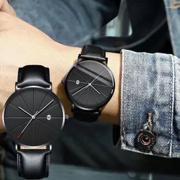 Armbanduhren Top Marke Minimalist Männer Mode Ultra Dünne Leder Uhren Einfache Business Edelstahl Mesh Gürtel Kalender Quarzuhr