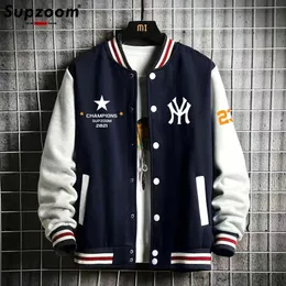 Herrenjacken Supzoom Ankunft Brief Rippenärmel Baumwolle Top Mode Einreiher Lässige Bomber Baseballjacke Lose Strickjacke Mantel 231116