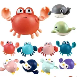 Bath Toys Baby Shower Toy Cute Cartoon Animal Turtle Whale Crab Bathtub Swimming Pool Chain Spring Water 230615 Drop Delivery Kids Mat DHMVS