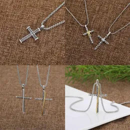 18K plaqué or 50cm longueur collier de créateur argent croix chaîne pendentif colliers designers classique mode fille femmes fine luxur260T