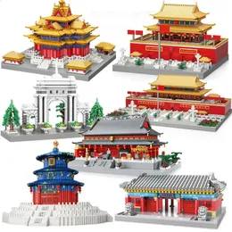 Outros brinquedos cidade chinesa famosa arquitetura micro pequim tian an men templo do céu torres modelo blocos de construção diy diamante tijolos brinquedo 231116