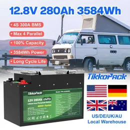 TIKKOPACK 12V 280Ah LiFePO4 Akku Pack Klasse A Zelle Lithium-Eisenphosphat-Batterie mit 4S 300A BMS Für die Aufbewahrung zu Hause Steuerfrei