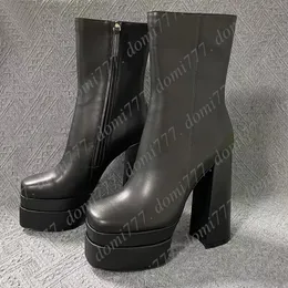 Top-Quality Leather Fashion 15.5cm Heels Women's High Heels Ankle Boots with gold logo