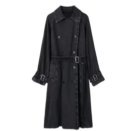 Trench da donna Temperamento urbano Pendolare Royal Sister Giacca a vento Autunno e inverno Nuova cintura Decorazione Design Cappotto in stile Tinta unita Sciolto e sottile 1v