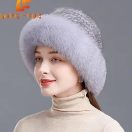 Beanieskull Caps Kış Örme 100 Doğal Mink Fur ve Hat Lady Fluffy Gerçek Kapak Kadınları Lüks Gerçek Şapka 231117