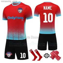 Collectable Kids Men Football Jerseys Sets Soccer Training Clothes Men Boys Soccer Uniforms Youth Soccer Tee Shirt +Shorts +Shin guards Pad Q231118