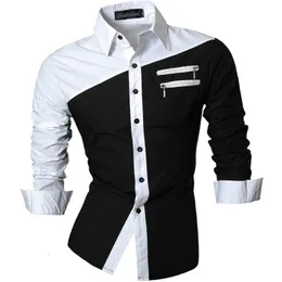 Men's Casual Shirts jeansian Spring Autumn Features Shirts Men Casual Long Sleeve Casual Male Shirts Zipper Decoration No Pockets Z015 230418