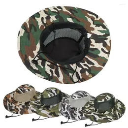 Wide Brim Hats Outdoor Angeln Atmungsaktives Mesh Camouflage Bucket Hat Sonnenblende Schutz Wanderkappe