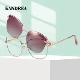 Солнцезащитные очки кадры Kandrea Vintage Metal Frame Fashion Women Optical Myopia Eyeglasses Поляризованные рецептурные очки 95816 230417