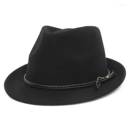 Berets Wool Autumn Winter Retro Jazz Hats Middle Age Men شعروا في Fedoras Cap للذكور Trilby Trilby Panama Black Bowler Warm