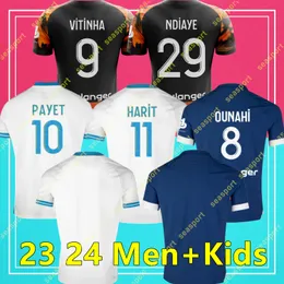 Gracz fanów 2023 2024 Koszulki piłkarskie VITINHA MAILLOT DE STOP 23 24 Aubameyang Man Kids Football Shirt Hommes ndiaye Marseilles Kondogbia Renan Lodi Sarr