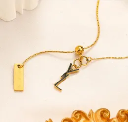 Colares com pingente de duas letras de marca de grife corrente banhado a ouro 18K suéter cristalino com strass newklace para mulheres acessórios de joias de casamento