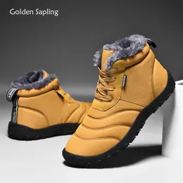 Stivali Golden Sapling Inverno Uomo Caldo Peluche Scarpe da neve Concise Retro Stivaletto Uomo Classici Calzature da lavoro di sicurezza all'aperto 231117