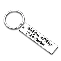 Keychains Lanyards Christian Faith Gift KeyChain för vänner Födelsedagsexamen med allt är möjligt Godmother Re Dhgarden Otnvt