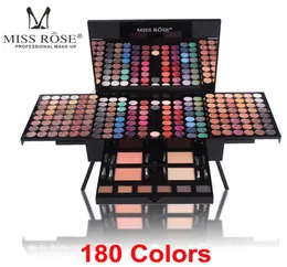 Miss Rose 180 Farben Lidschatten-Palette Make-up Shimmer Matte Contouring Kit 2 Gesichtspuder Rouge 1 Eyeliner 6 Schwammpinsel Make-up Gi7133408