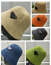 Mujeres Diseñador de sombrero de cubo 2023 Summer Paja a mano Crochet Hats diseñador de lujo Fisherman Sun Hats Beach Beanies Gails Fashion Knit Panamá