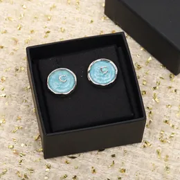 2023 Boucles d'oreilles de forme ronde avec charme de qualité de luxe de couleur bleue en plaqué argent ont le timbre de la boîte PS7838A