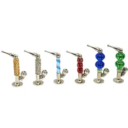 Tubos de fumantes de metal de estilo saxofone Tubos de tabaco seco com diamante com diamante e malha de fumaça de fumaça de fumaça destacável de diamante com tampa com tampa