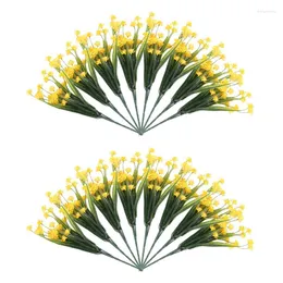 장식용 꽃 16pcs 인공 야외 UV 저항성 식물 8 가지 가짜 플라스틱 녹지 관목