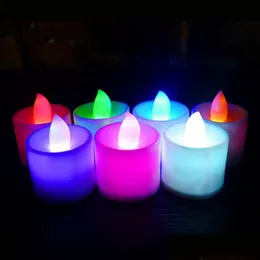 Velas âmbar liderou chá plástico de plástico 6 cores de vela fLiker sem chamas para decoração de férias de festa za5774 entrega de gota dh40r