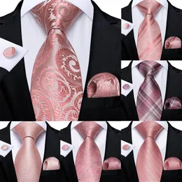 Nacke slipsar dibangu mode persika rosa män gåvor slips clip hanky manschettknappar korall 100 siden slips gravat affär bröllop party set 231118