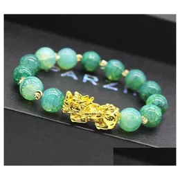 Beaded Natural Stone Agate Beads Strands Bracelet Chinese Pixiu Lucky Brave Troops Charms Feng Shui Jewelry For Women Drop Delivery Dhuoy