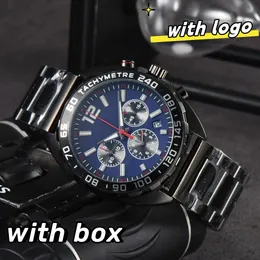 Mens Watch Watches Yüksek Kaliteli Tasarımcı Logo ile 45mm Saatler Kuvars Çelik Kayış Lüks İzle Kutu Tasarımcı İzle Erkekler Kronograf Saat