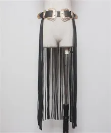 Fantastic Long Fringe Belt Black Designer Belts for Women Faux Leather Long Tassels Double Gold Pin Buckle belt Spot on trendy X035051334