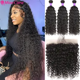 Hair Bulks Water Wave Bundles Human With HD 13x4 Frontal 100 Deep Transparent 3 231113