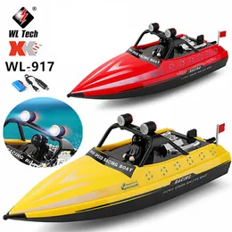 Łodzie elektryczne WL917 szybki RC Racing Boat statek 2,4G Pilot Control Toys Pojazd wodoodporne Prezenty dla chłopców 230417