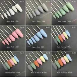 6pcs/set Rubber Silicon Nail Drill Milling Cutter for Manicure Bit Flexible Polisher Machine Electric Nail File Art Tools Nail ToolsNail Drill Accessories Bits