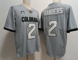 Maglia da calcio Travis Hunter Colorado Buffaloes cucita 2 Shedeur Sanders 21 Shilo Sanders Colorado 100TH Anniversary Patch Maglie da uomo S-3XL grigio