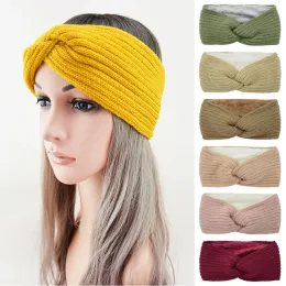 Autumn Winter Thicken Knitting Woolen Wide Headband For Women Plush Lined Headwrap Turban Hairbands Keep Warm Female Ear Warmers