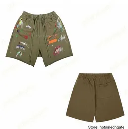 Herren-Shorts Amerikanische Modemarke Galleryes Depts Handgemalter Spritzdruck aus reiner Baumwolle Frottee-Shorts Fog High Street 5-Punkt-Freizeithose OFA2