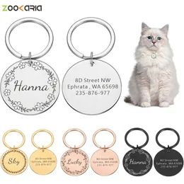 Dog Collars Leashes Personalized dog cat pet ID tags carved puppy name address necklace tag pendant accessories 231117