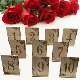 Parti Dekorasyonu 10 PCS 1-10 Numaralar Ahşap İşaretler Düğün Tablo Numarası Sign Seat Nişan