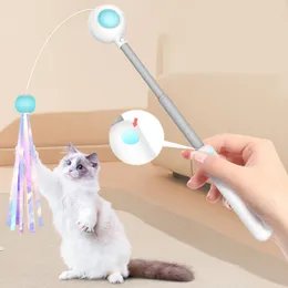 Katzenspielzeug Zauberstab Ersatzkopf Katzen einziehbare Stange Spielzeug Süßigkeiten Quasten tragbares kreatives lustiges Zubehör