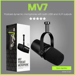 Микрофоны USB Podcast Цельнометаллический USB XLR динамический микрофон MIC MV7 для записи подкастов, потокового вещания игр 231117