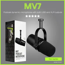 الميكروفونات بودكاست USB جميع المعادن USB XLR ميكروفون MIC MV7 لتسجيل البودكاست البث المباشر ألعاب 231117