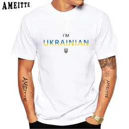 Mens tshirts emblemas ucranianos bandeira da Ucrânia Tshirt Im grande camiseta gráfica Men Manga curta Casual Casual Tops brancos 230417