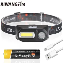 헤드 램프 휴대용 미니 Xpecob LED 헤드 라이트 USB 충전 18650 배터리 캠핑 낚시 손전등 231117