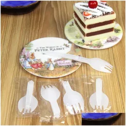 Disposable Flatware Plastic Scoop Folding Fork Spoon Measuring Ice Cream With Opp Bag Factory Wholesale Lz1847 Drop Delivery Home Ga Dhqpa