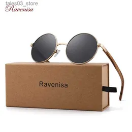 Sonnenbrille 2020 Ravenisa Retro Runde Holzsonnenbrille mit polarisierten Holzsonnenbrillen für Männer Frauen Blue Mirror Goggle Vintage Brillen Q231118