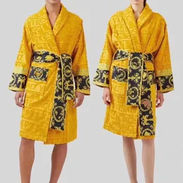 fashion luxury Bath Robe Designer Long Hoodie Lovers Couples Longstyle LUXURY European printing bright 100 cotton luxurious Couple BathRobe wholesale 2 pairs pric