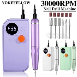 Nail Art Equipment Wiederaufladbare Bohrmaschine mit 30000 U / min für poliertes Peeling mit LCD-Display Low Noise Sander Gel s 230417