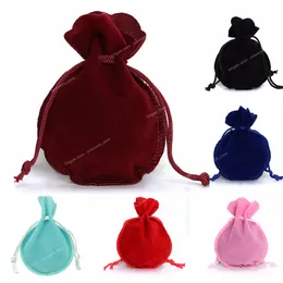 1-10st/Lot DrawString Velvet Bag Drawstring Calabash Pouch smycken Förpackningspåse Bröllop/julfavor Puches Presentväskor smycken Tillbehör