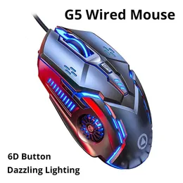 Myszy oryginalne przewodowe podświetlenie G5 Wysoka czułość 6 klawiszów Makro Programowanie mechaniczne do gry na tablet komputerowy PC 231117